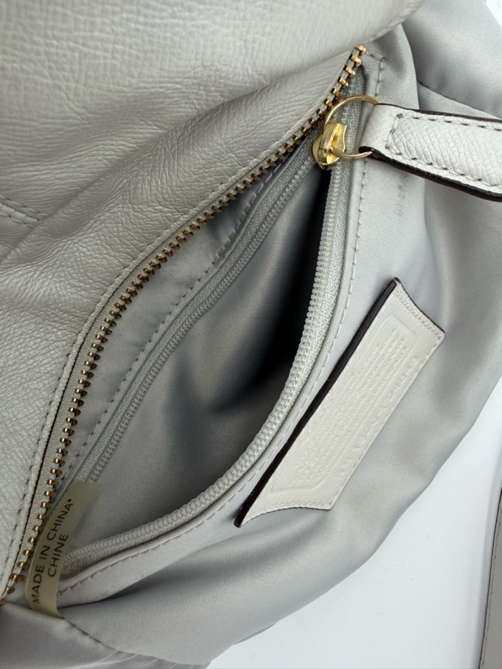 Coach Campbell Turnlock Leather Crossbody Bag F24843 in a Metallic Chalk Color - Picture 11 of 15